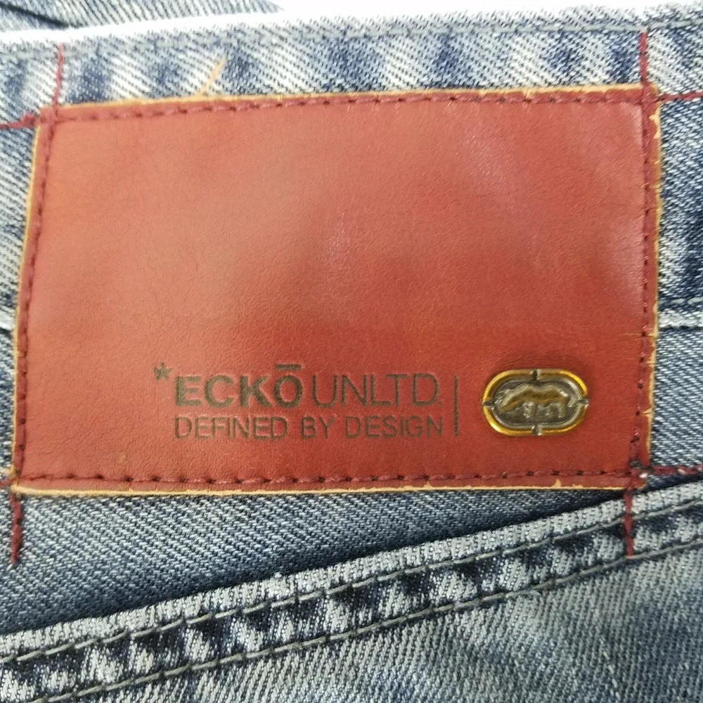 Ecko Unltd 72+‎ Jeans Mens 42x32 Blue Denim Loose Hip Hop Y2K Actual W42xL30 VTG